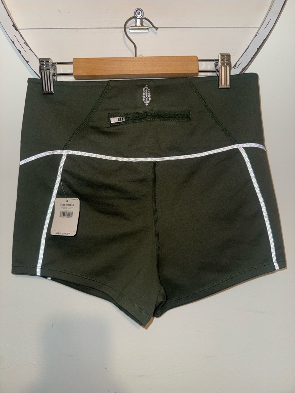 Free People High-Waist Olive Green Active Shorts
